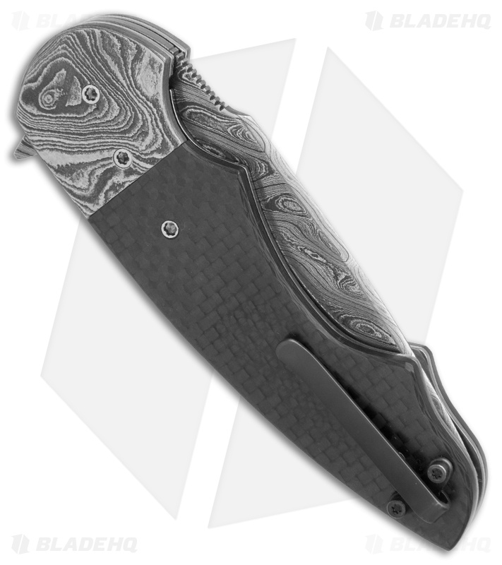 Butch Ball Custom Liner Lock Flipper Knife Damascus/CF (3.25" Damascus)