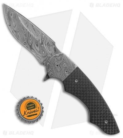 Butch Ball Custom Liner Lock Flipper Knife Damascus/CF (3.25" Damascus)