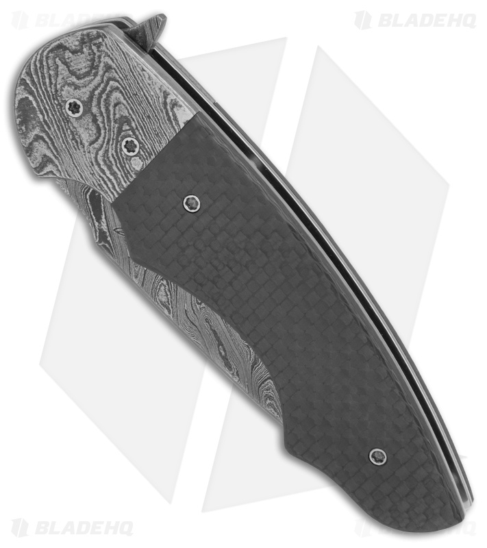 Butch Ball Custom Liner Lock Flipper Knife Damascus/CF (3.25" Damascus)