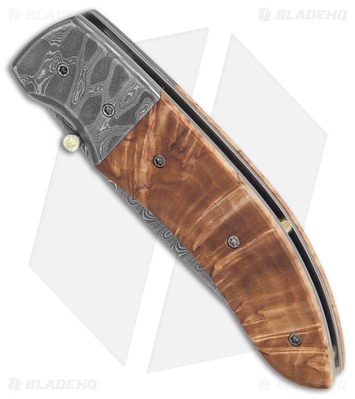 Butch Ball Custom Liner Lock Knife Damascus/Masur Birch (3.4" Damascus)