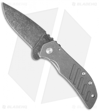 Calavera Cutlery Small El Patron Flipper Knife Milled Ti (3.25" Acid Wash)