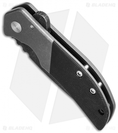 Calavera Cutlery Small El Patron Flipper Knife Black Micarta (3.25" Acid Wash)