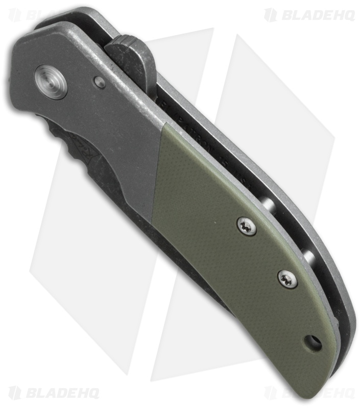 Calavera Cutlery Small El Patron Flipper Knife Green G-10 (3.25" Acid Wash)