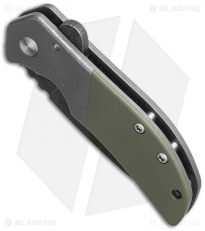 Calavera Cutlery Small El Patron Flipper Knife Green G-10 (3.25" Acid Wash)