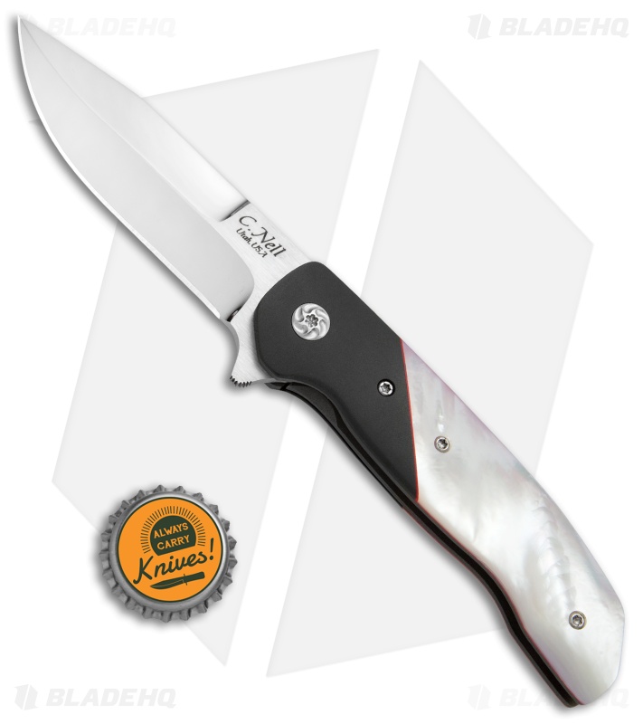 Chad Nell ESG Liner Lock Knife Mother of Pearl/Zirconium (3.75" Mirror)