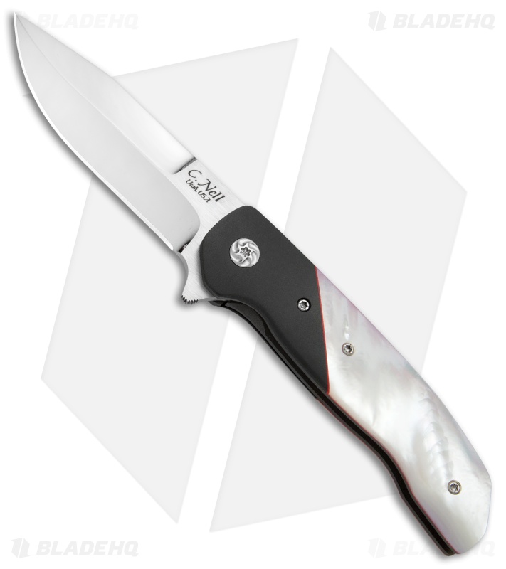 Chad Nell ESG Liner Lock Knife Mother of Pearl/Zirconium (3.75" Mirror)