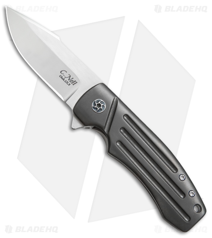 Chad Nell Custom Templar Flipper Frame Lock Knife Zirconium (3.2" Mirror)