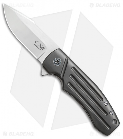 Chad Nell Custom Templar Flipper Frame Lock Knife Zirconium (3.2" Mirror)