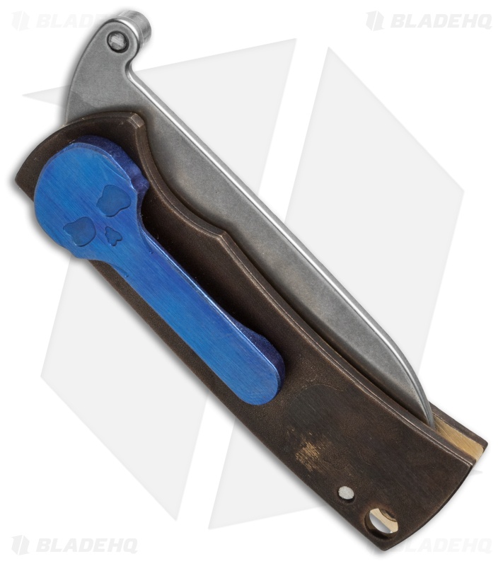 Chaves American Made Redención Friction Folder Knife Brass (2.25" Stonewash)