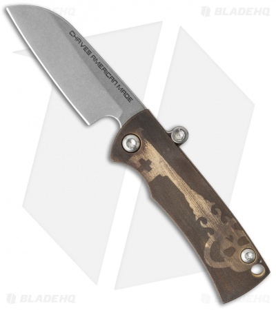 Chaves American Made Redención Friction Folder Knife Brass (2.25" Stonewash)