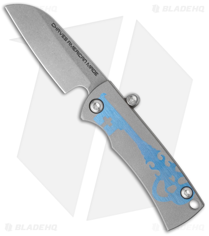 Chaves American Made Redención Friction Folder Knife Blue/Gray Ti (2.25" SW)
