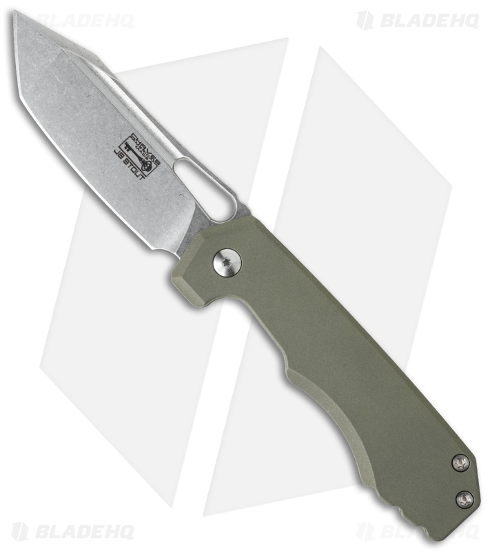 Chaves American Made JB Stout Megalodon 325 Knife Green Ti (3.25" Stonewash)
