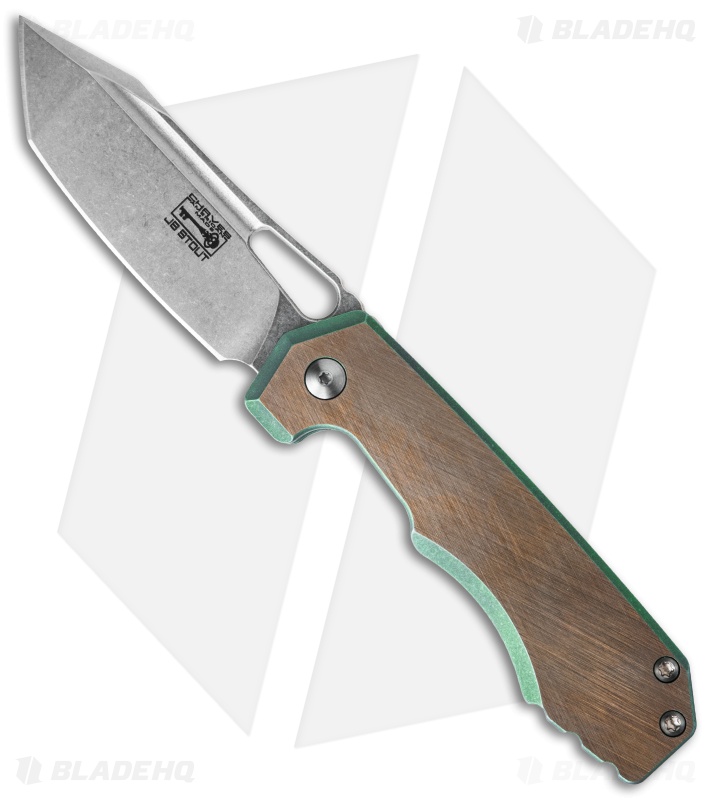 Chaves American Made JB Stout Megalodon 325 Knife Bronze/Green Ti (3.25" SW)