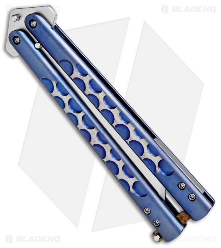 Chuck Gedraits Custom Balisong #165 Knife Blue Ti w/ Kevlar LSCF Latch (Satin)