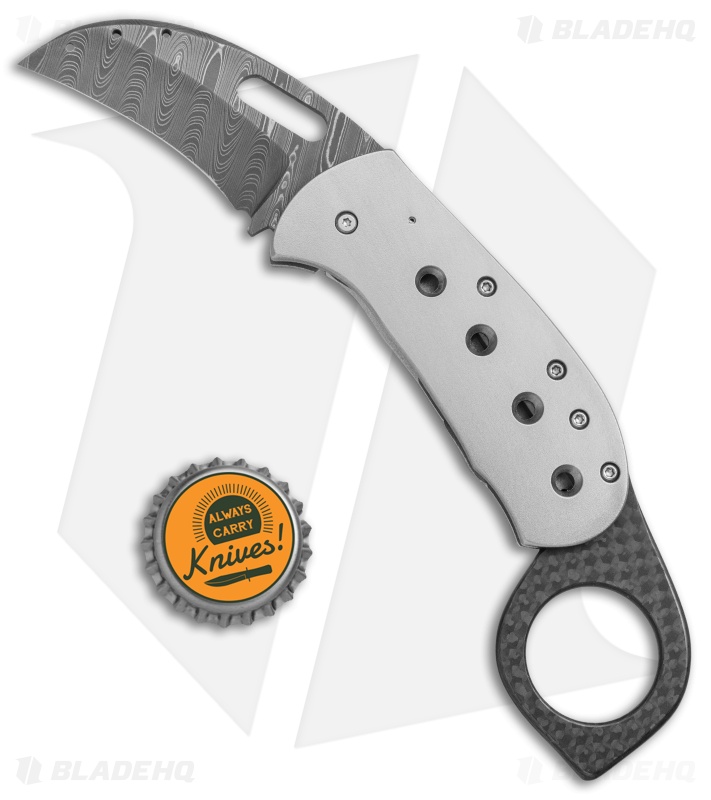 Chuck Gedraitis Karambit Frame Lock Knife Ti/Carbon Fiber (2.25"Damascus)