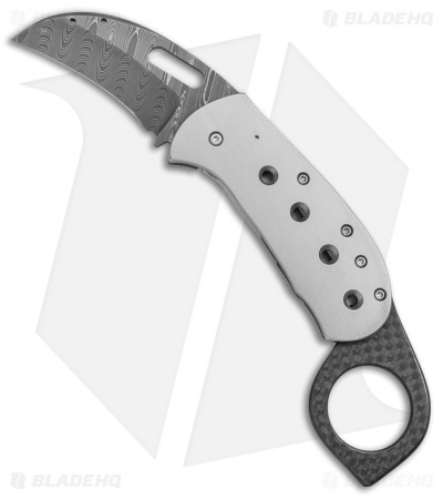 Chuck Gedraitis Karambit Frame Lock Knife Ti/Carbon Fiber (2.25"Damascus)