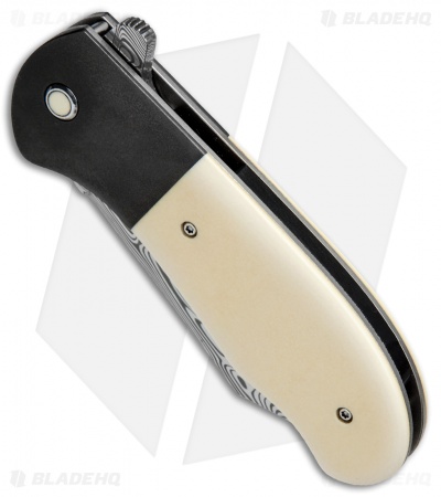 Chuck Gedraitis Large Puffin Flipper Knife Westinghouse/Zirc (3.5" Damasteel)
