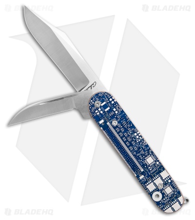 Chuck Gedraitis Magic Automatic Knife Blue Circuit Board (3.2" Satin)