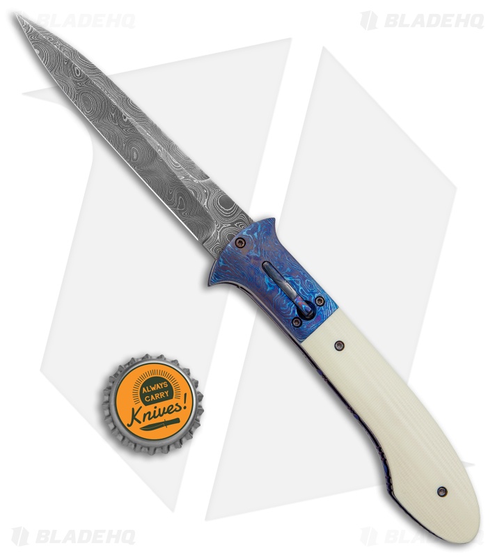 Chuck Gedraitis Phoenix Automatic Knife Ivory G-10/Timascus (4.25" Damascus)