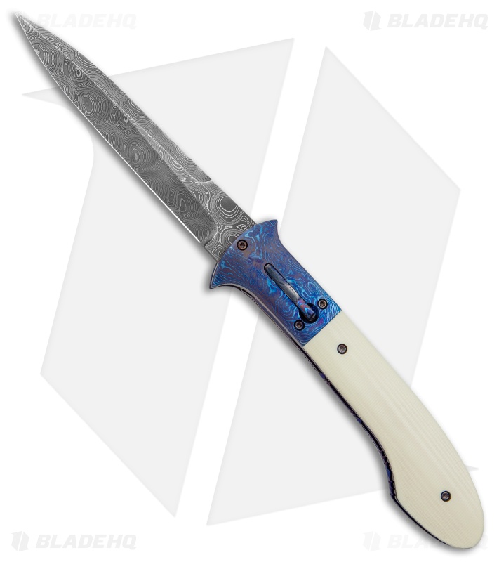 Chuck Gedraitis Phoenix Automatic Knife Ivory G-10/Timascus (4.25" Damascus)