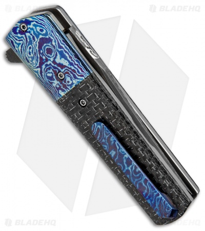Chuck Gedraitis Small Yakuza Frame Lock Knife Silver LSCF/Timascus (3" Damascus)