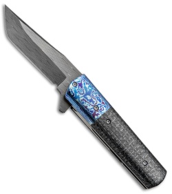 Chuck Gedraitis Small Yakuza Frame Lock Knife Silver LSCF/Timascus (3" Damascus)