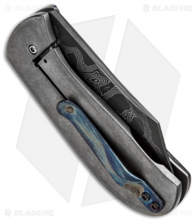 Chuck Gedraitis Puffin Folding Knife Titanium Folder (2.375" Damascus)
