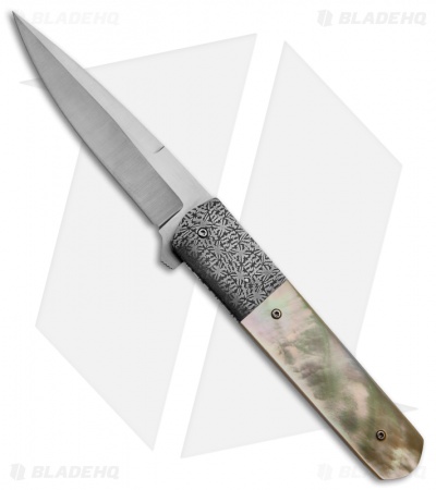 Chuck Gedraitis Stiletto Flipper Knife Gold Lip Pearl (3.625" Satin)