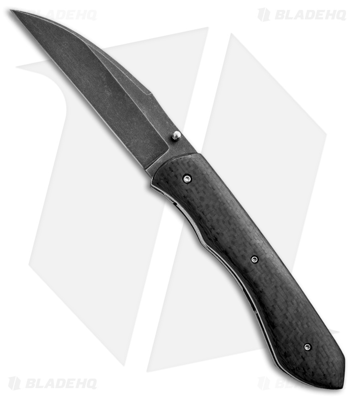 Chuck Gedraitis Raptor Wharncliffe D2 Folder Carbon Fiber (3.75" Acid Washed)
