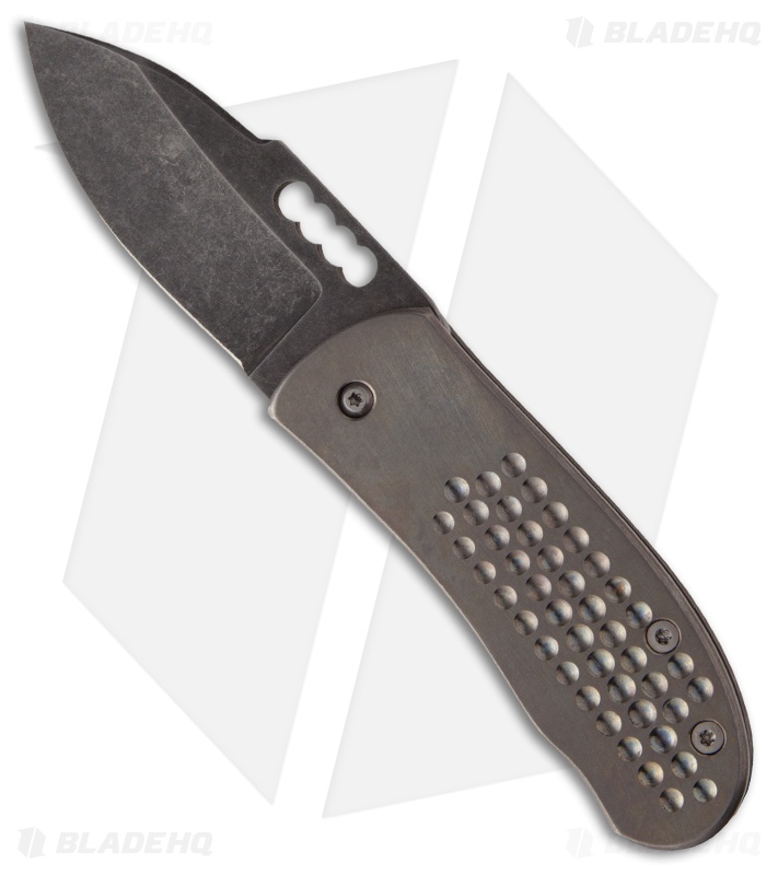 Chuck Gedraitis Small Snubnose Knife Dimpled Titanium Folder (2.125" Acid Wash)