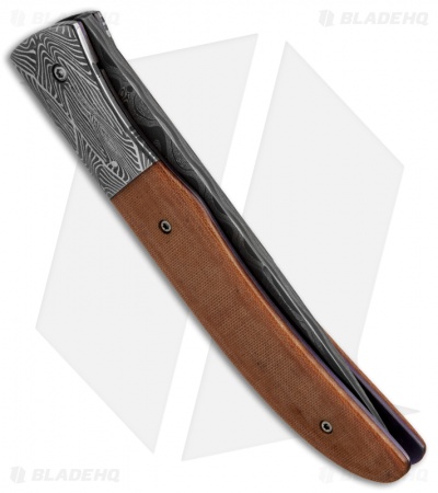 Chuck Gedraitis Tactical Gentleman Folder Micarta Knife (3.375" Damascus)