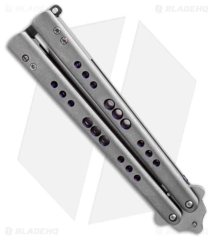 Chuck Gedraitis Custom Balisong #136 Titanium Butterfly Knife (4.25" Stonewash)
