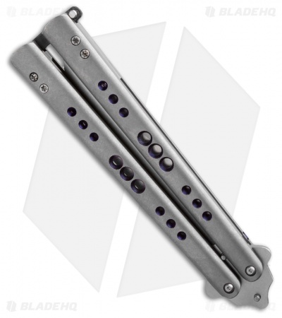 Chuck Gedraitis Custom Balisong #136 Titanium Butterfly Knife (4.25" Stonewash)