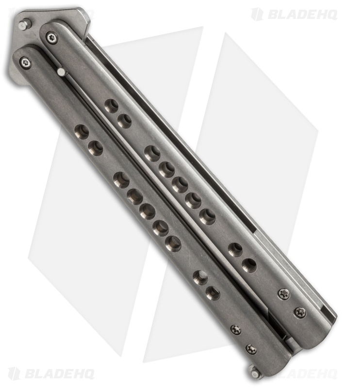 Chuck Gedraitis Custom Balisong #141 Butterfly Knife Titanium (4.25" Stonewash)