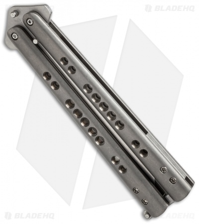 Chuck Gedraitis Custom Balisong #141 Butterfly Knife Titanium (4.25" Stonewash)
