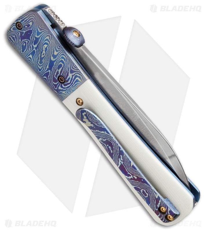 Chuck Gedraitis San Francisco Style Folder White G10/Moku-Ti (3.5" Hamon)