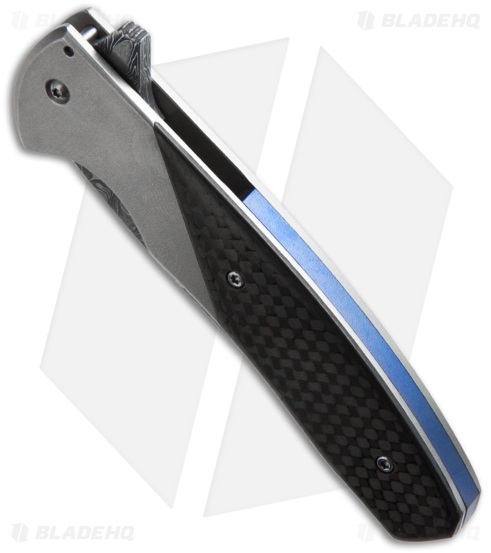 Chuck Gedraitis Slim Rude Boy Flipper Knife Ti/CF (3.25" Damascus)