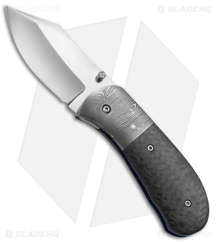 Chuck Gedraitis Small Puffin Liner Lock Knife Damascus/Carbon Fiber (2.4" Satin)