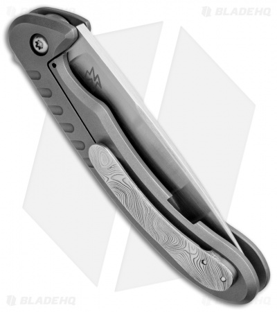 Clyde Challenor Custom Scorpion Frame Lock Flipper Knife Ti (3.125" Damasteel) 