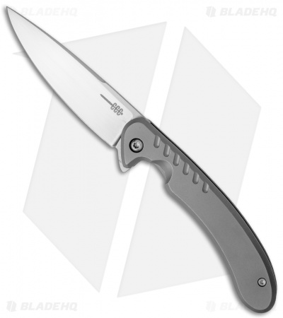 Clyde Challenor Custom Scorpion Frame Lock Flipper Knife Ti (3.125" Damasteel) 
