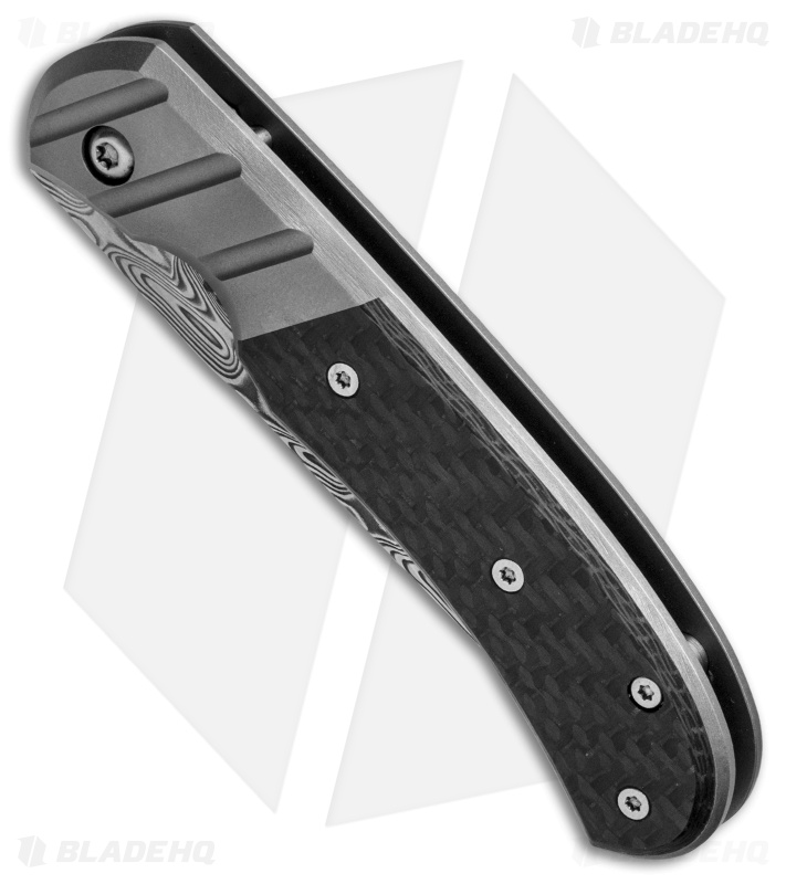 Clyde Challenor Custom Hornet Frame Lock Knife CF/Ti (3" Damasteel) 