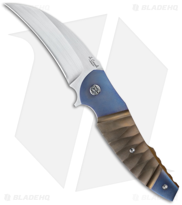 Sergio Consoli Prototype N° 241 Liner Lock Knife Blue Titanium (4.25" Satin)