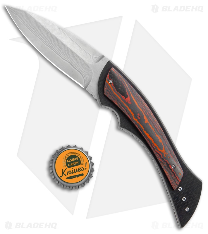 Corrie Schoeman B Ware Flipper Knife Fat Carbon (3.25" Damascus)