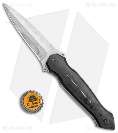 Corrie Schoeman Custom Folding Dagger Knife Marble CF (Damascus)