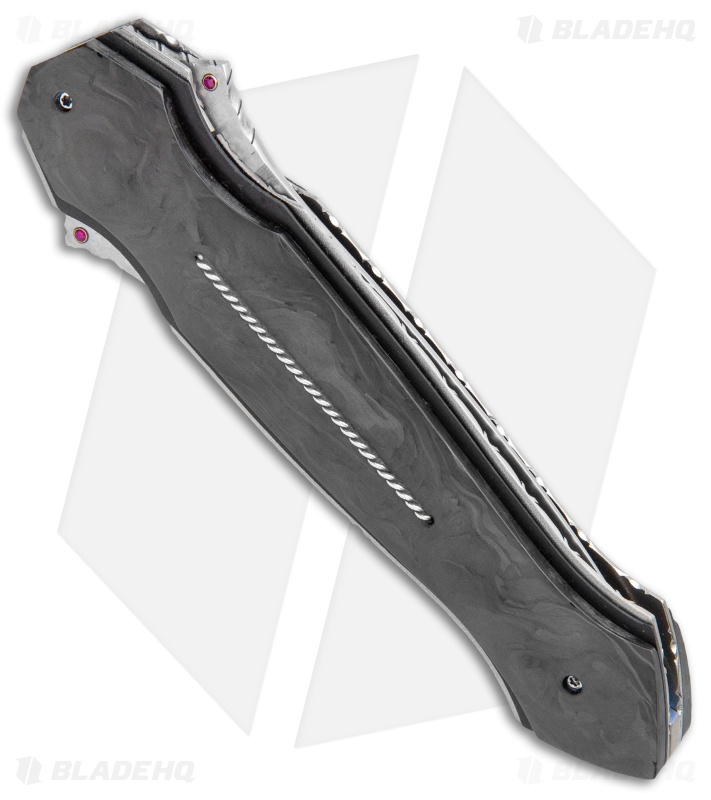 Corrie Schoeman Custom Folding Dagger Knife Marble CF (Damascus)