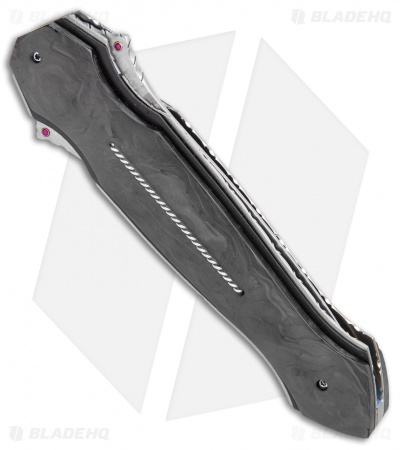 Corrie Schoeman Custom Folding Dagger Knife Marble CF (Damascus)