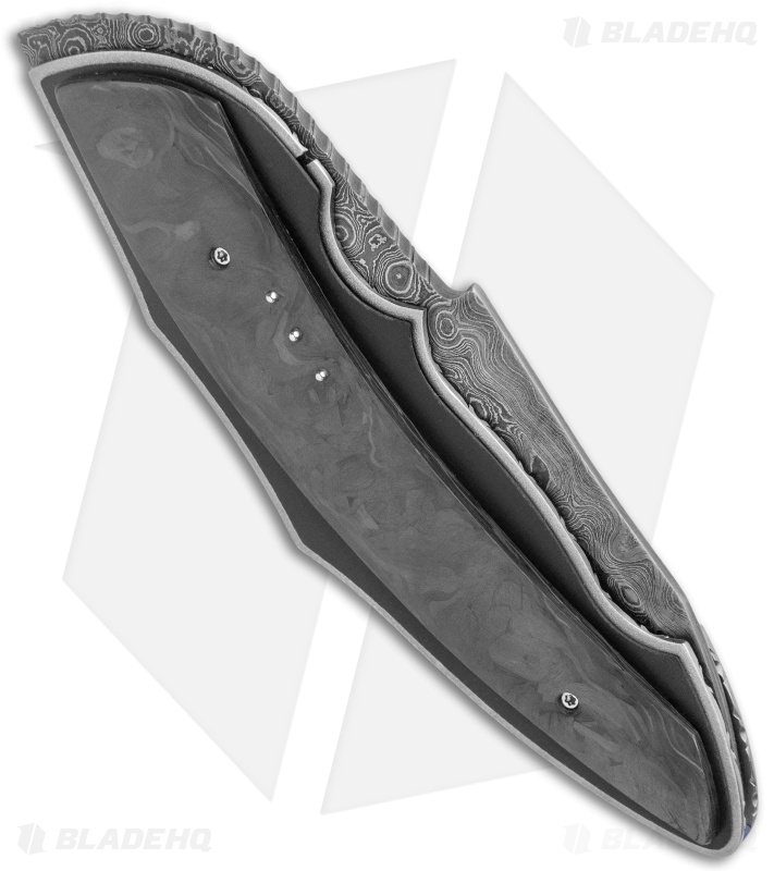 Corrie Schoeman Ilusion Flipper Knife Marble Carbon Fiber/G-10 (3.5" Damascus)