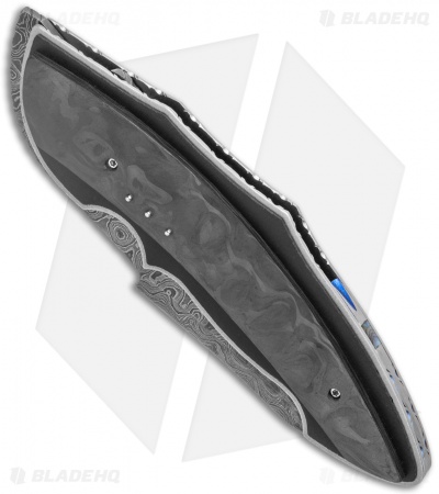 Corrie Schoeman Ilusion Flipper Knife Marble Carbon Fiber/G-10 (3.5" Damascus)