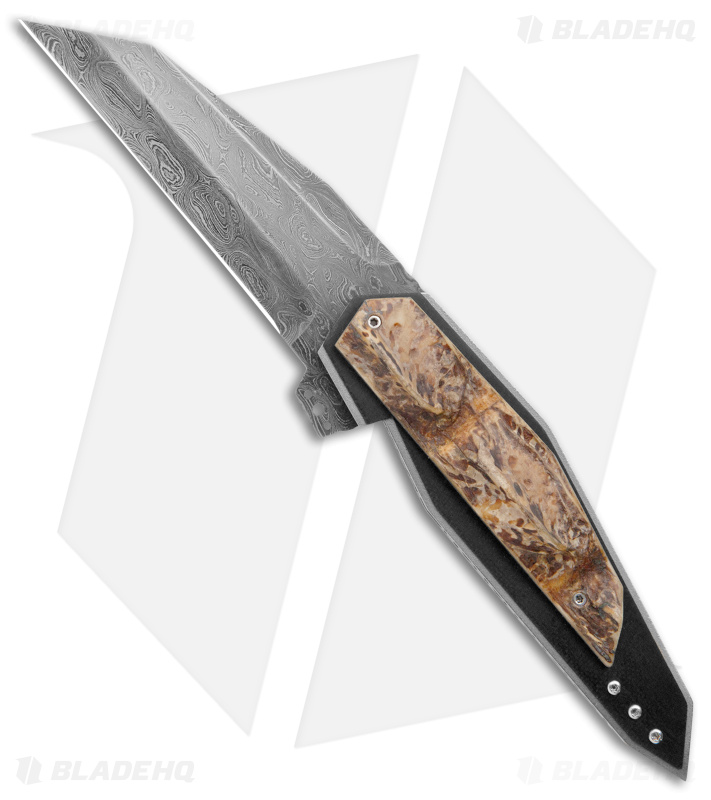 Corrie Schoeman N Able Flipper Knife Crocodile Skin (3.25" Damascus)