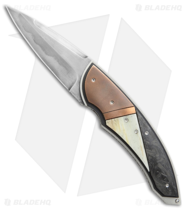 Corrie Schoeman Panerai Flipper Knife Giraffe Bone/Carbon Fiber (3" Hamon)